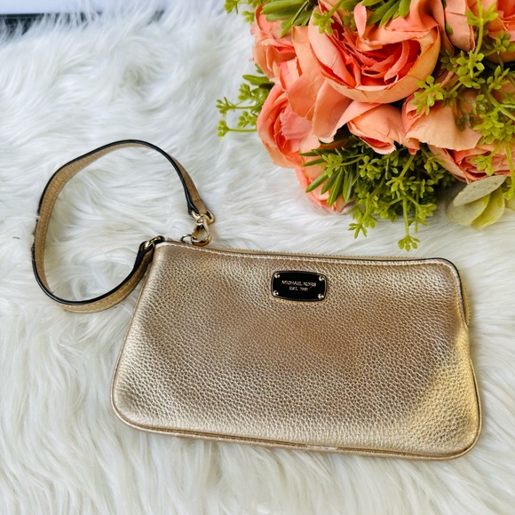Michael Kors Gold Metallic Leather Wristlet - Picture 6 of 7